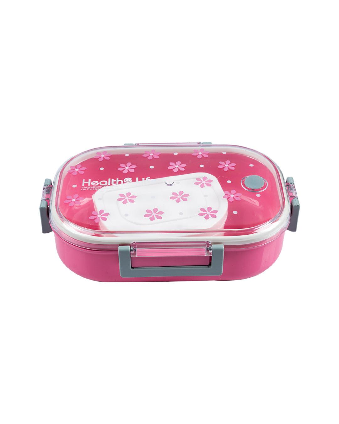 Lunch Box, Floral Print, Pink, Plastic - MARKET 99