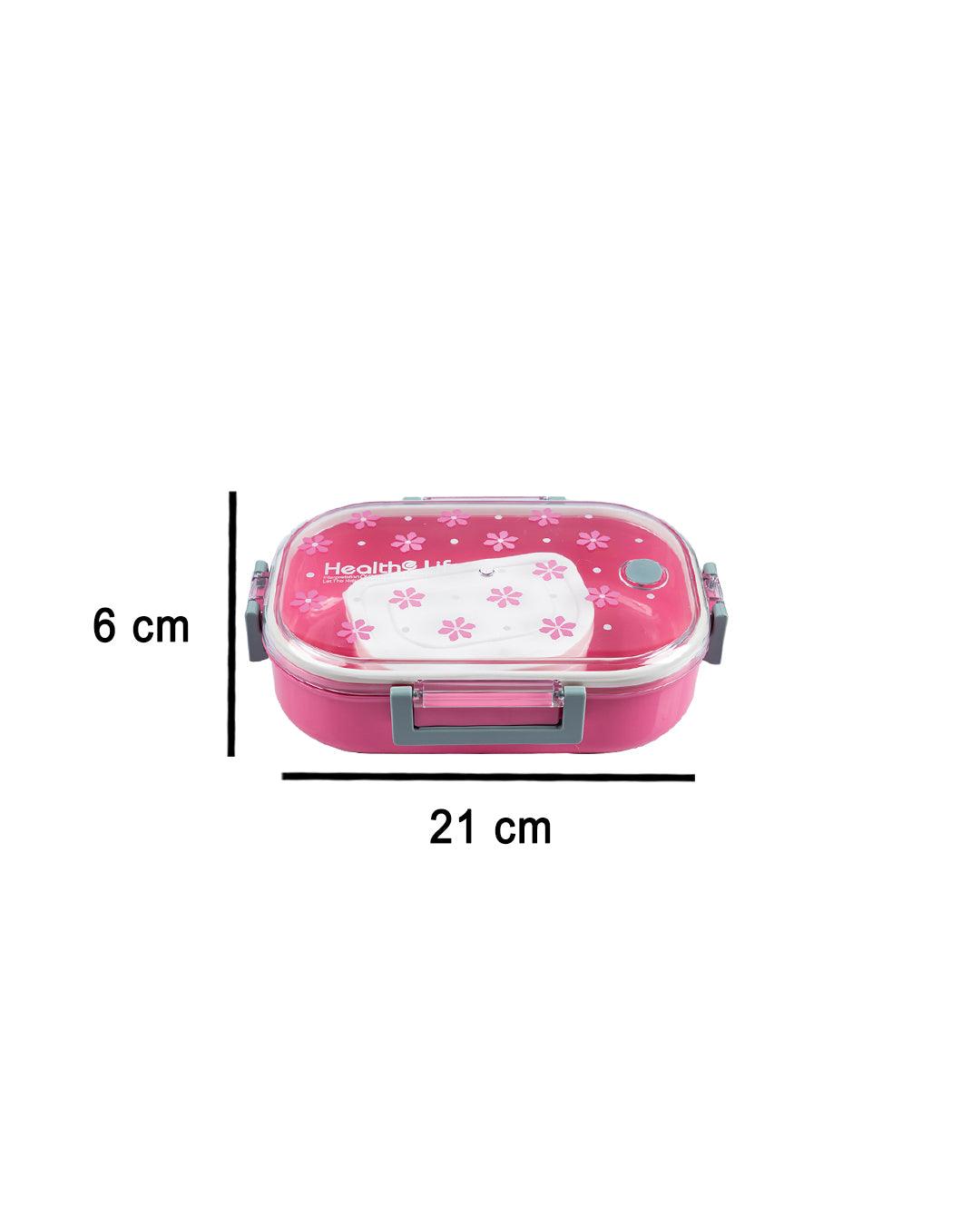 Lunch Box, Floral Print, Pink, Plastic - MARKET 99
