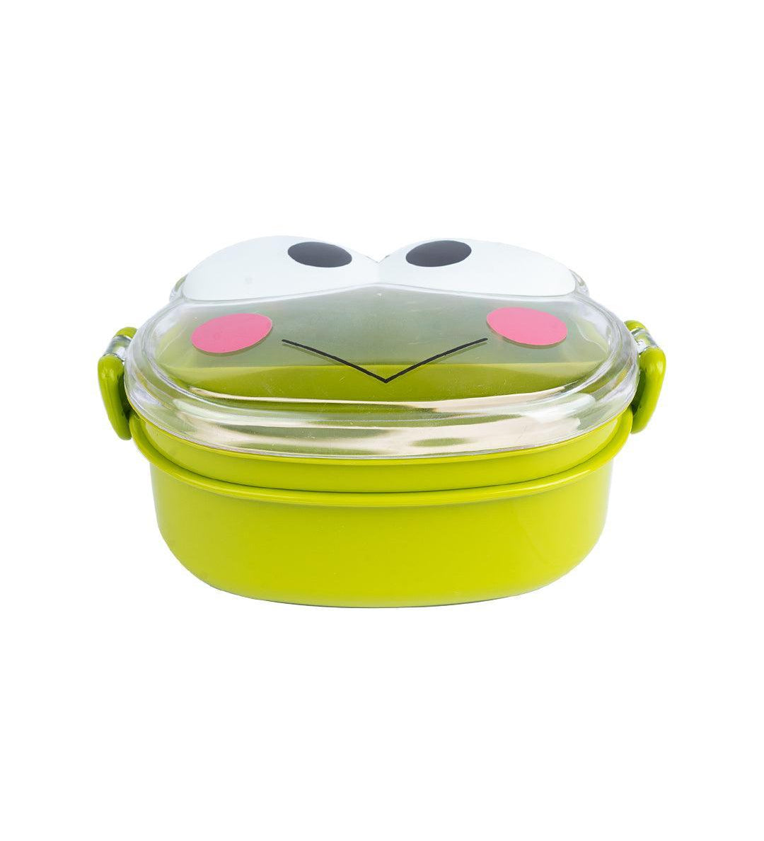 Lunch Box for Kids With Spoon, Frog Design, Green, Plastic - MARKET 99