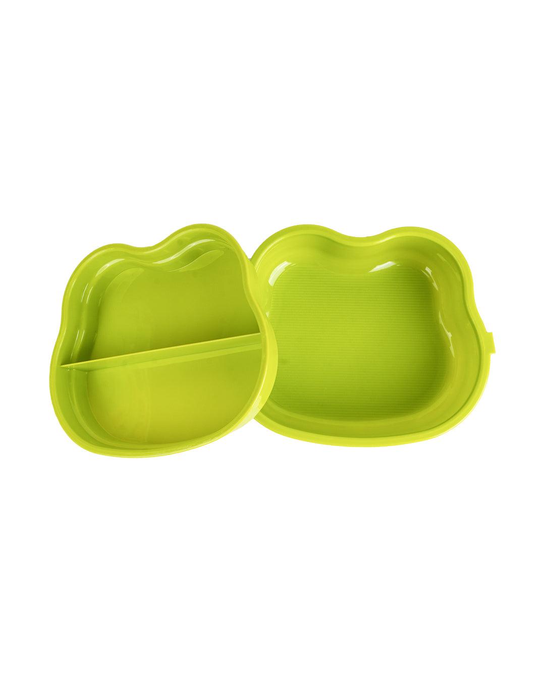 Lunch Box for Kids With Spoon, Frog Design, Green, Plastic - MARKET 99