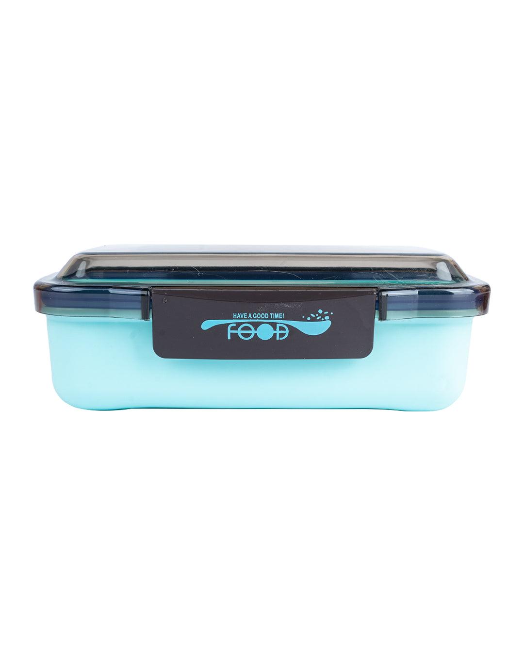 Lunch Box with Lid, Spoon & Fork, Blue, Plastic - MARKET 99