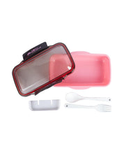 Lunch Box with Lid, Spoon & Fork, Pink, Plastic - MARKET 99