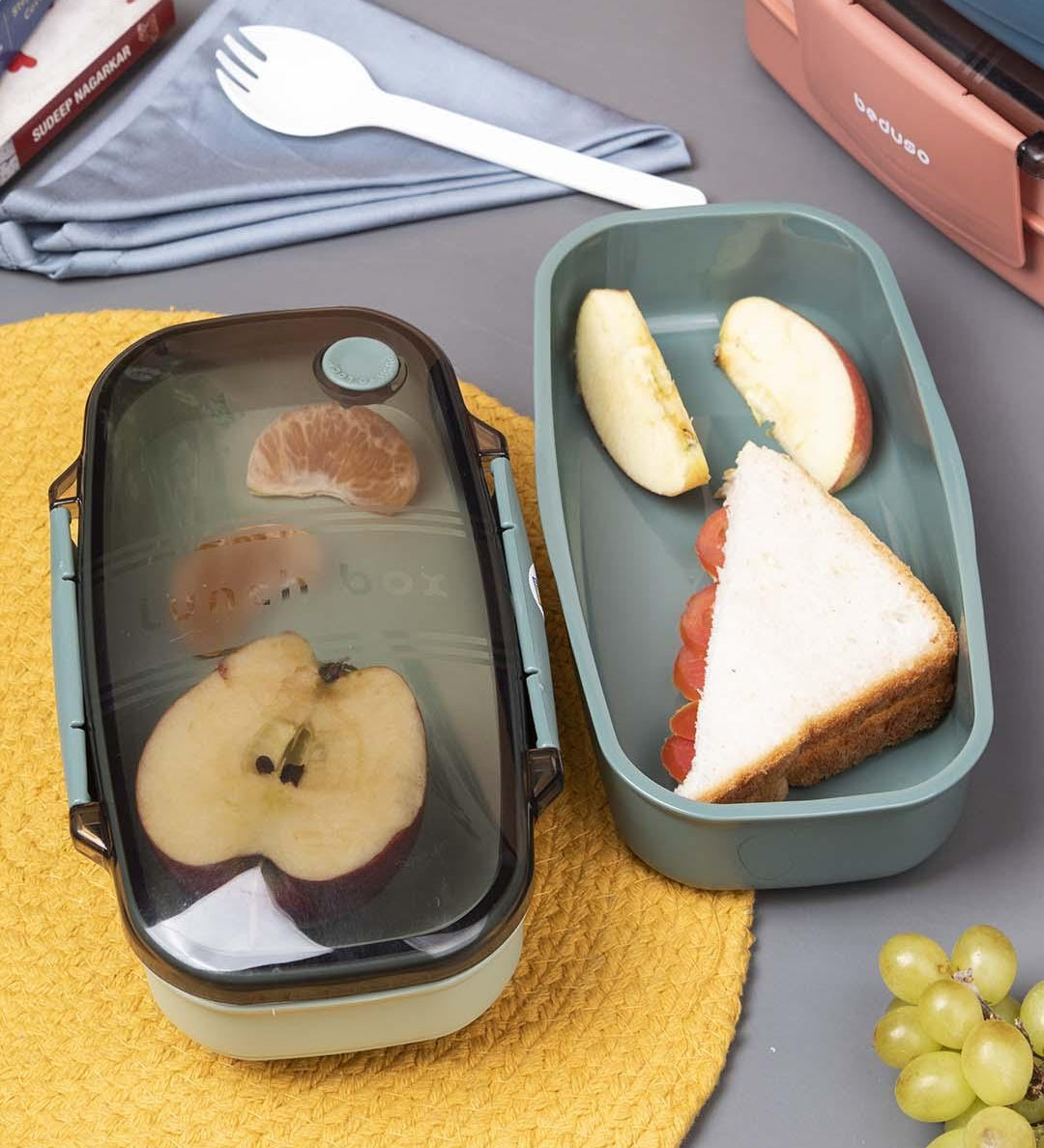 Market 99 Double Layer Lunch Box (1200 mL), Dual Tone, Dark Blue, Plastic - MARKET 99