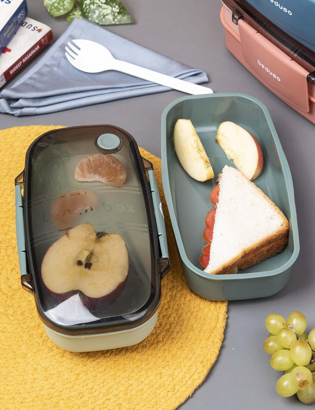 Market 99 Double Layer Lunch Box (1200 mL), Dual Tone, Dark Blue, Plastic - MARKET 99