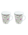 Market 99 - 'Floral' Graphic Print Drinkware Glossy Ceramic Coffee Mugs ( Set Of 2, 340 mL) - MARKET 99