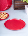 Market 99 Hammered Melamine Tableware Red Glossy Finish Quarter Plates for Dining Table (Set Of 6, Red) - MARKET 99