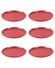 Market 99 Hammered Melamine Tableware Red Glossy Finish Quarter Plates for Dining Table (Set Of 6, Red) - MARKET 99