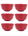 Market 99 Hammered Melamine Tableware Red Glossy Finish Soup Bowls for Dining Table (Set Of 6, 300 mL ) - MARKET 99