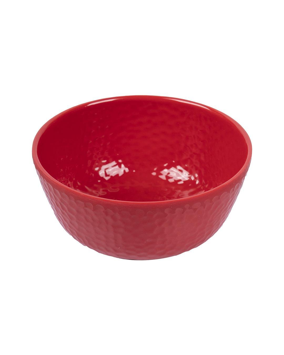 Market 99 Hammered Melamine Tableware Red Glossy Finish Soup Bowls for Dining Table (Set Of 6, 300 mL ) - MARKET 99
