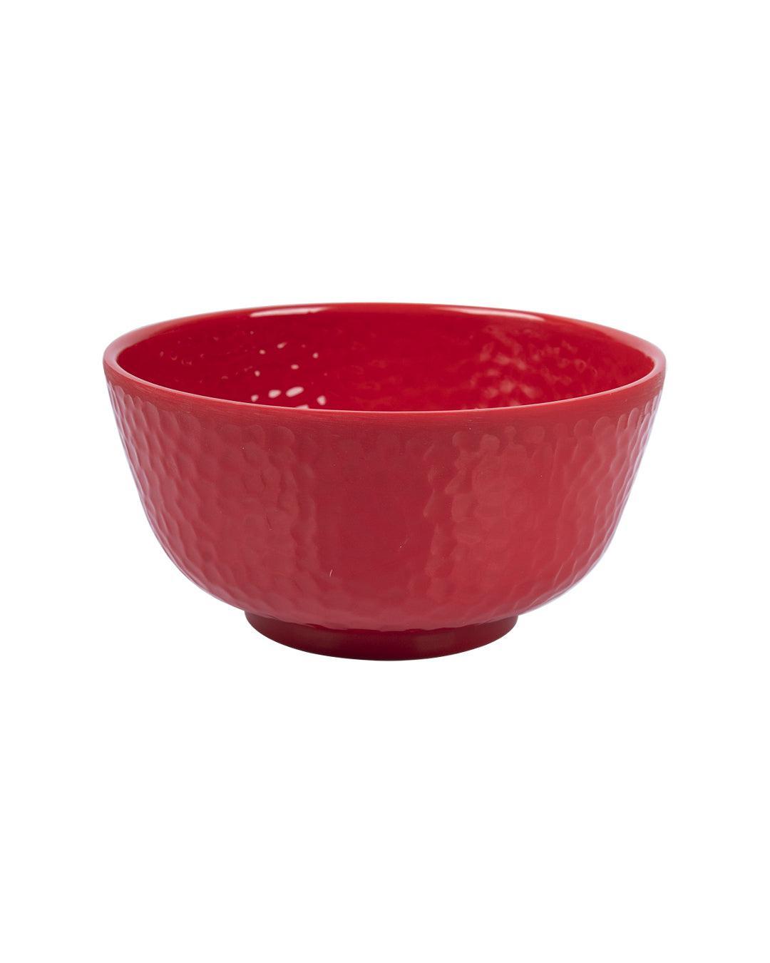 Market 99 Hammered Melamine Tableware Red Glossy Finish Soup Bowls for Dining Table (Set Of 6, 300 mL ) - MARKET 99