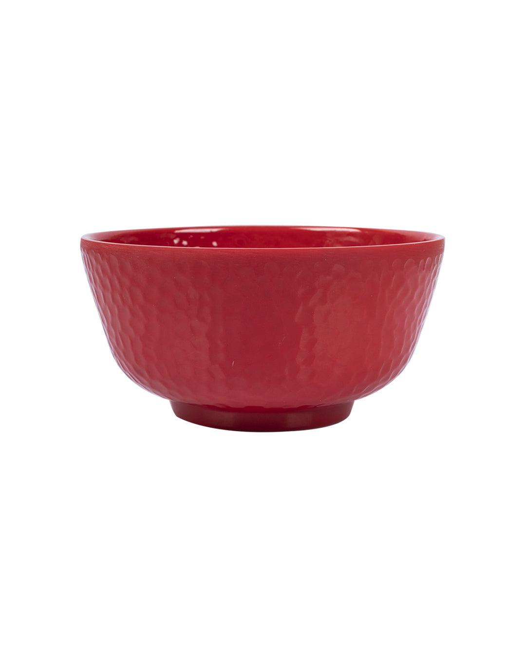 Market 99 Hammered Melamine Tableware Red Glossy Finish Soup Bowls for Dining Table (Set Of 6, 300 mL ) - MARKET 99