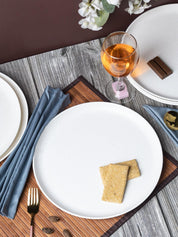 Market 99 Hammered Melamine Tableware White Glossy Finish Full Plates for Dining Table (Set Of 6, White) - MARKET 99
