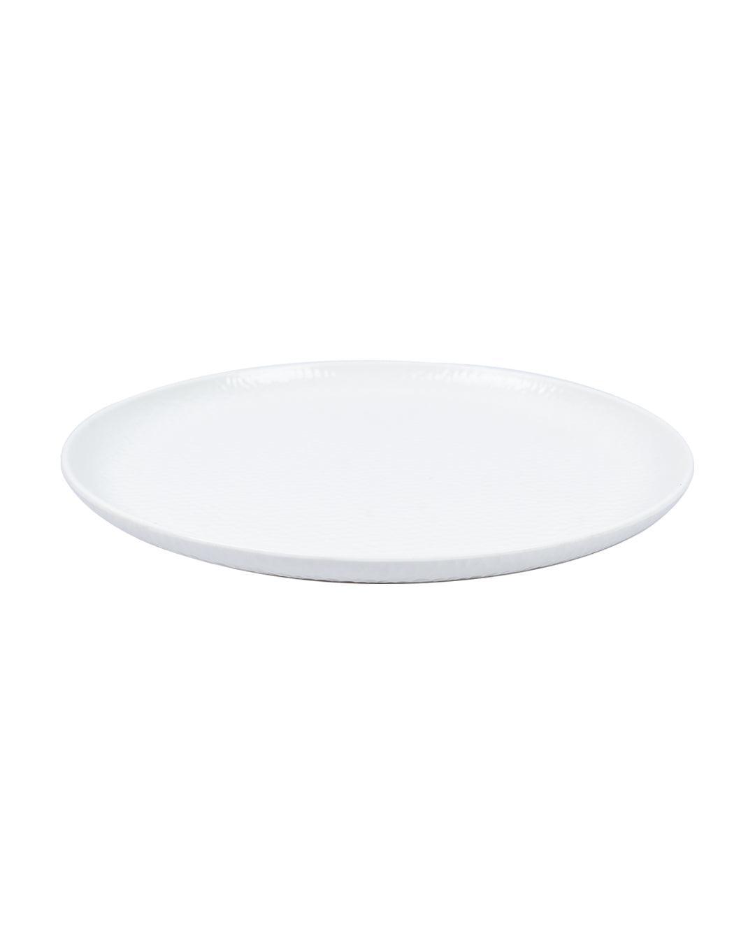 Market 99 Hammered Melamine Tableware White Glossy Finish Full Plates for Dining Table (Set Of 6, White) - MARKET 99