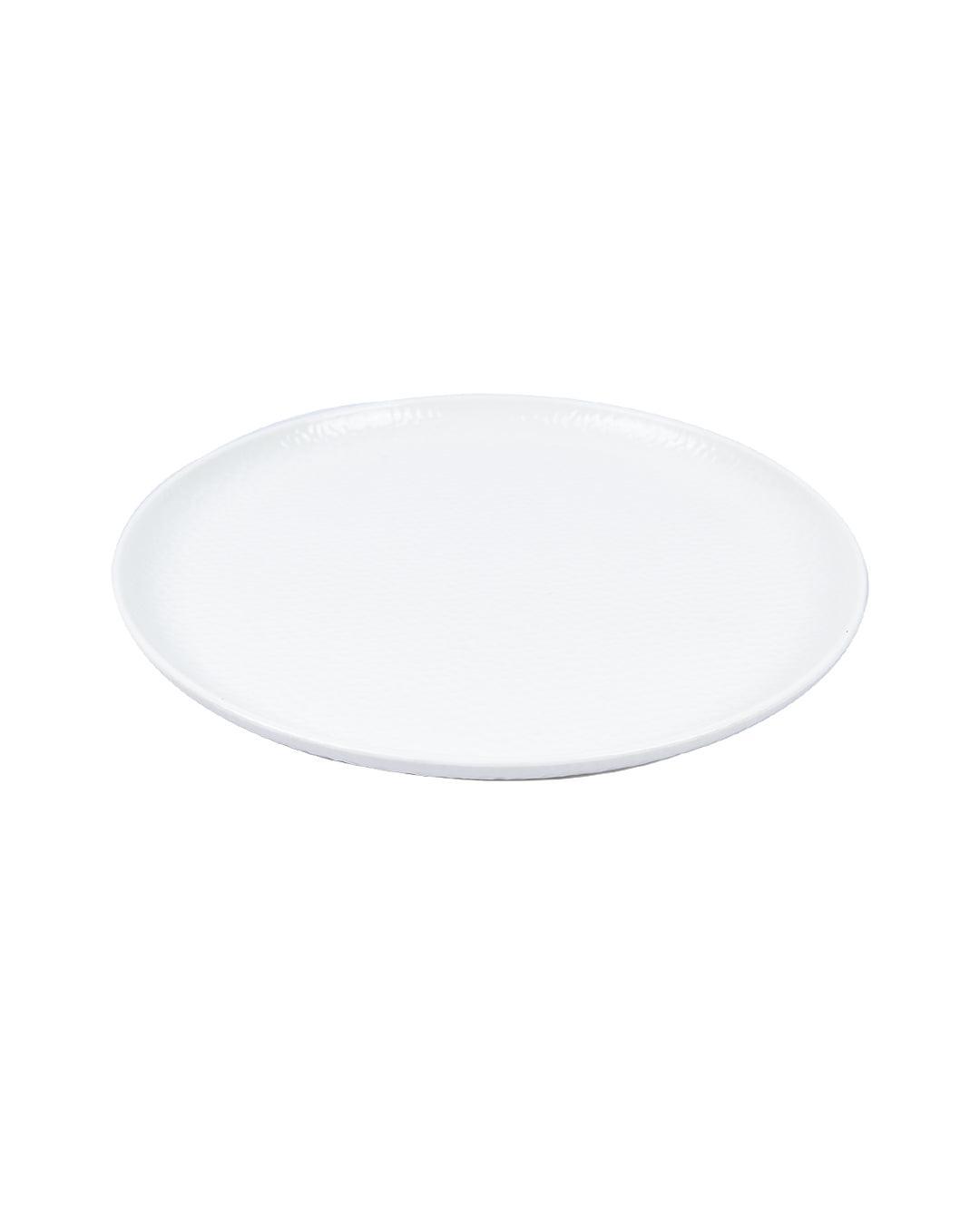 Market 99 Hammered Melamine Tableware White Glossy Finish Full Plates for Dining Table (Set Of 6, White) - MARKET 99
