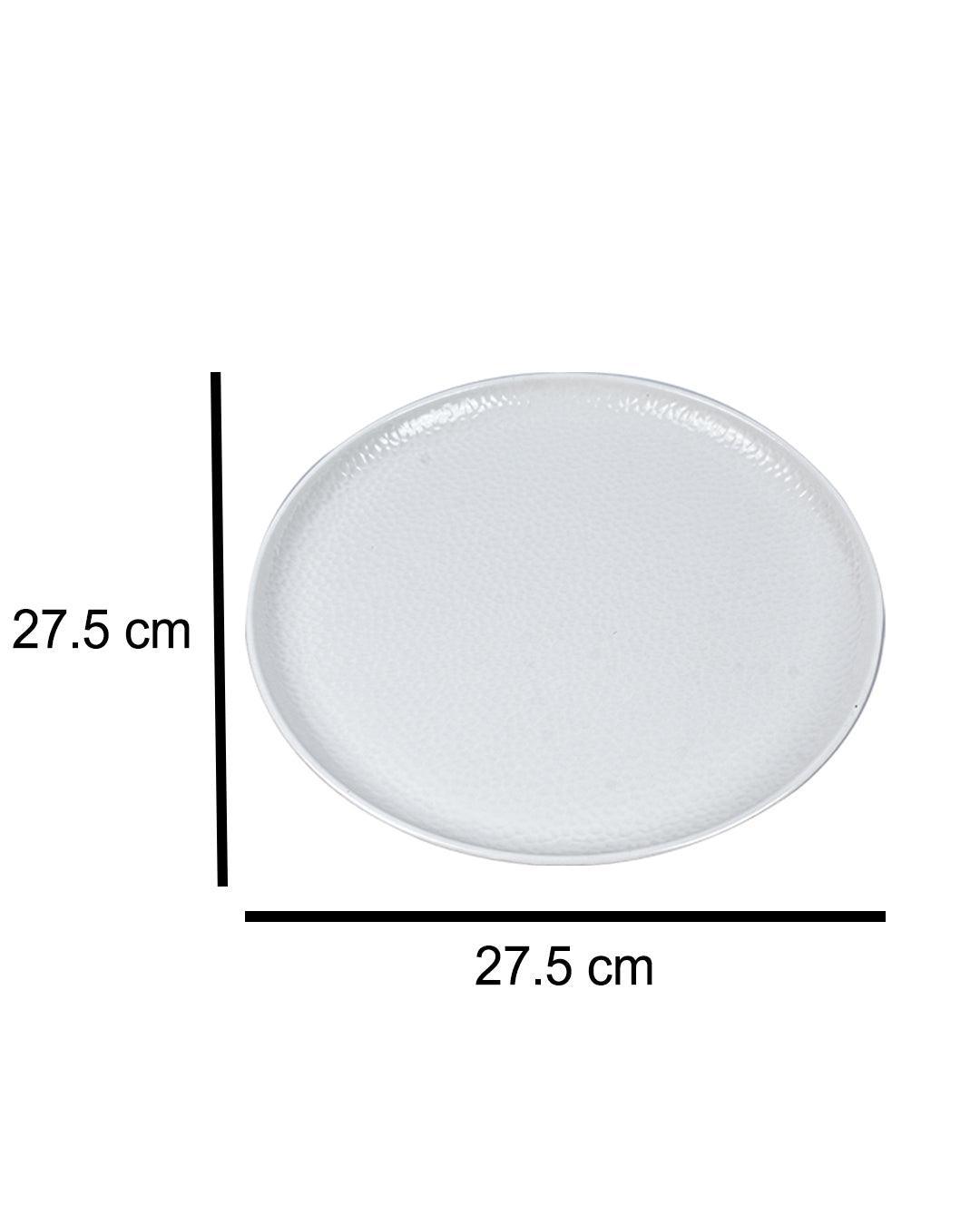 Market 99 Hammered Melamine Tableware White Glossy Finish Full Plates for Dining Table (Set Of 6, White) - MARKET 99