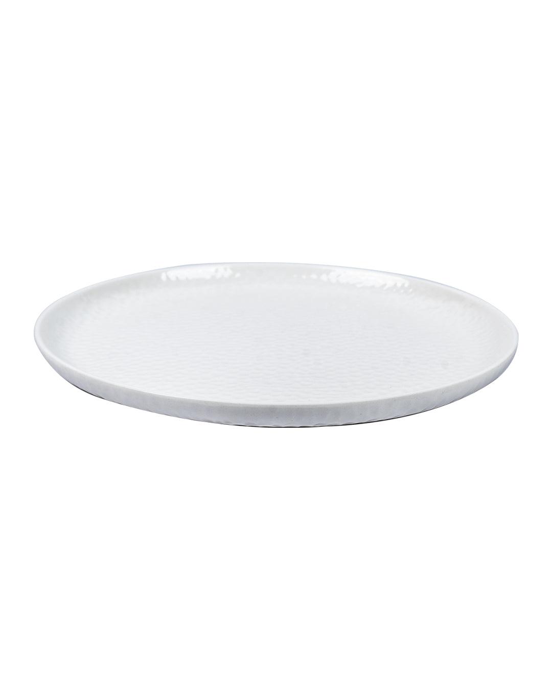 Market 99 Hammered Melamine Tableware White Glossy Finish Quarter Plates for Dining Table (Set Of 6, White) - MARKET 99