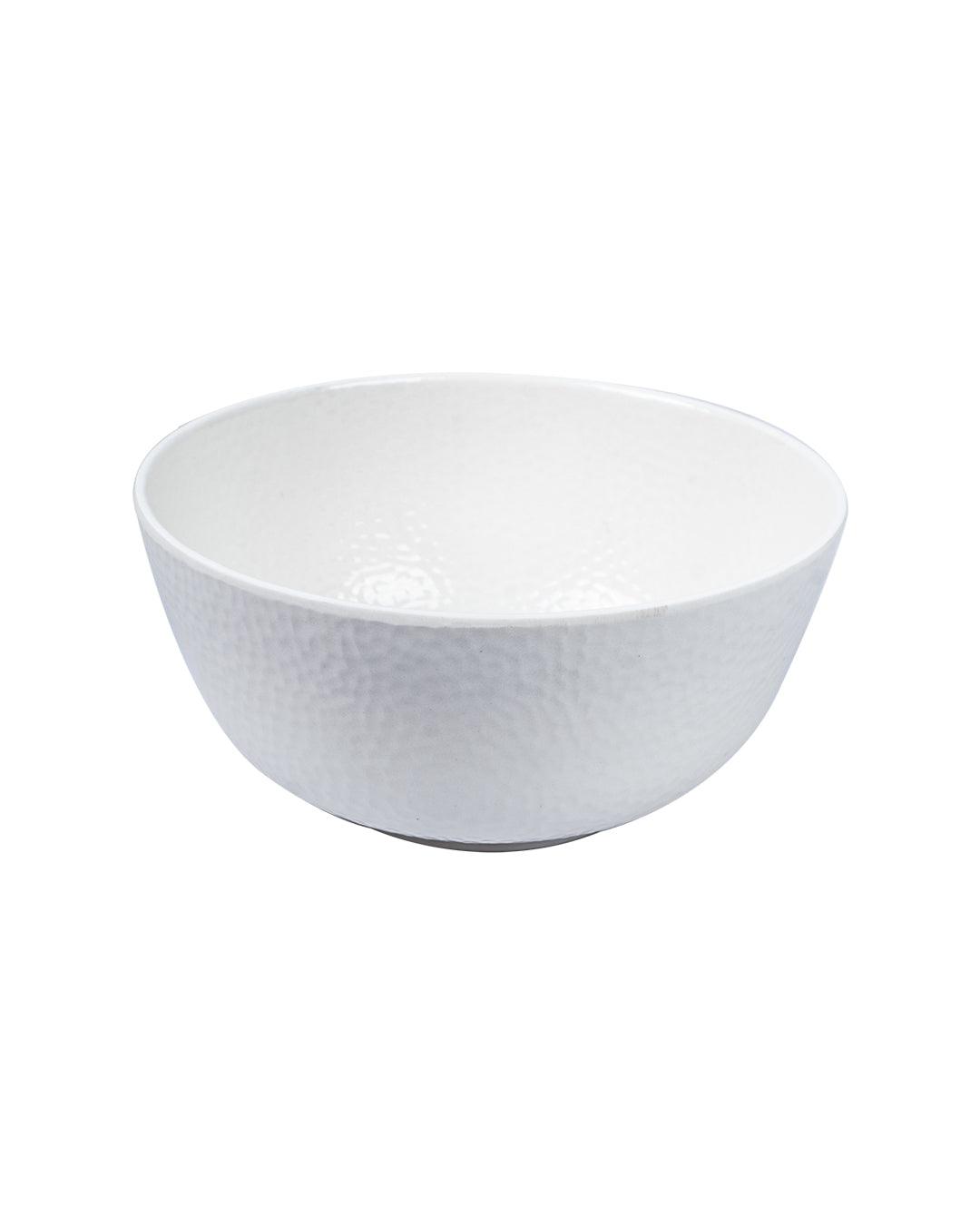 Market 99 Hammered Melamine Tableware White Glossy Finish Serving Bowls for Dining Table (Set Of 2, 1300 mL ) - MARKET 99