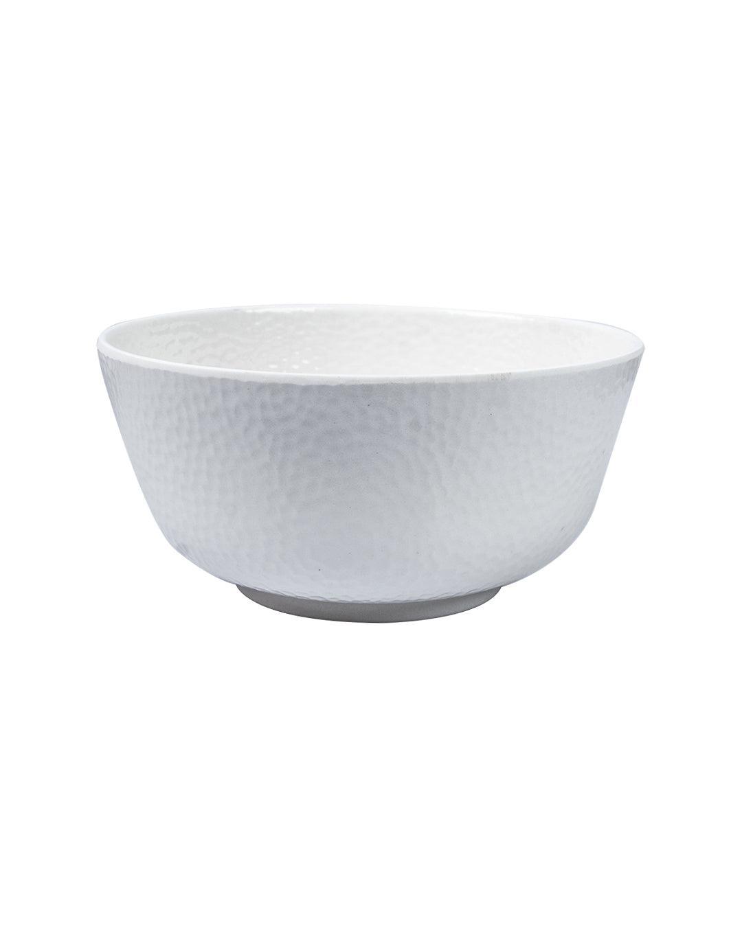 Market 99 Hammered Melamine Tableware White Glossy Finish Serving Bowls for Dining Table (Set Of 2, 1300 mL ) - MARKET 99
