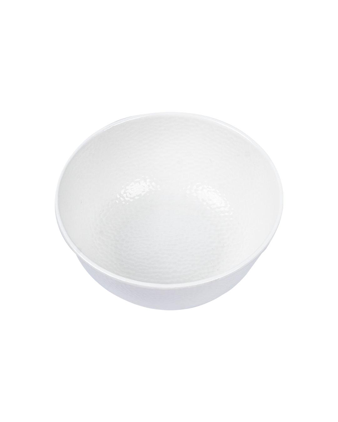Market 99 Hammered Melamine Tableware White Glossy Finish Serving Bowls for Dining Table (Set Of 2, 1300 mL ) - MARKET 99