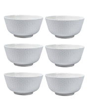 Market 99 Hammered Melamine Tableware White Glossy Finish Soup Bowls for Dining Table (Set Of 6, 300 mL ) - MARKET 99