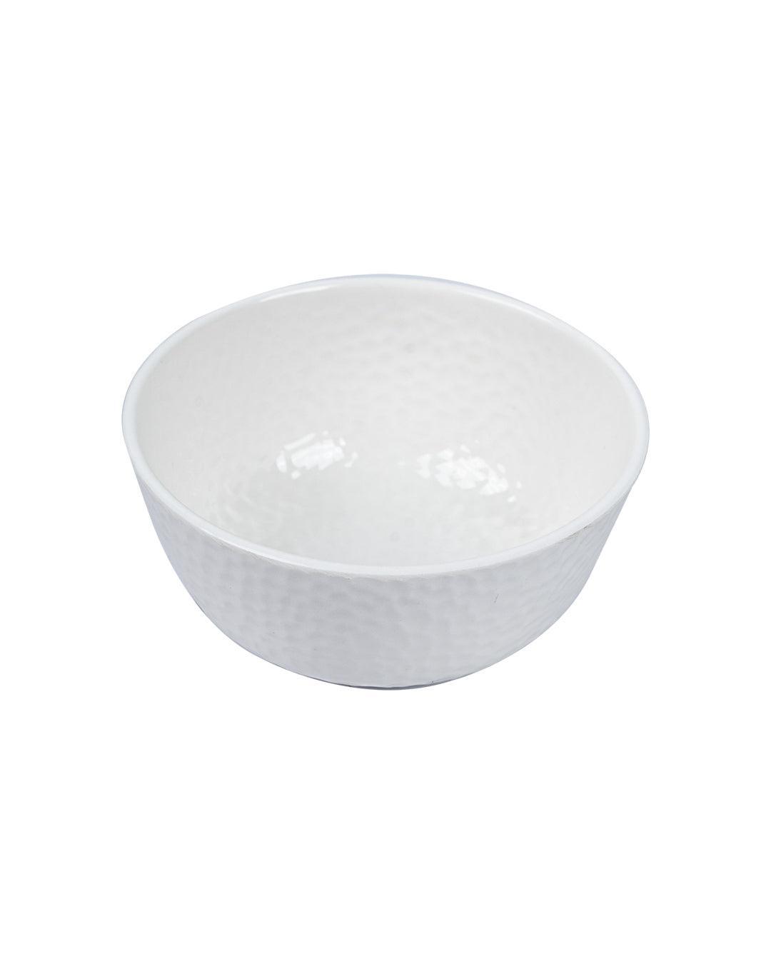 Market 99 Hammered Melamine Tableware White Glossy Finish Soup Bowls for Dining Table (Set Of 6, 300 mL ) - MARKET 99