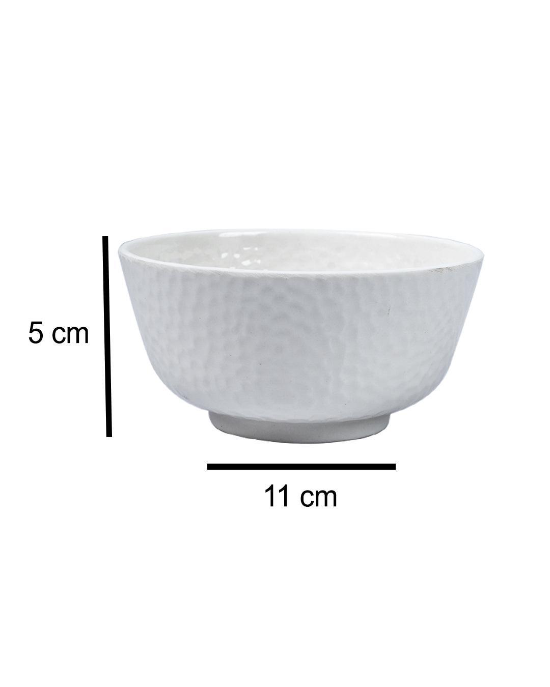 Market 99 Hammered Melamine Tableware White Glossy Finish Soup Bowls for Dining Table (Set Of 6, 300 mL ) - MARKET 99