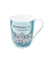 Market 99 - 'HAPPINESS IS … a family gathering' Graphic Print Ceramic Tea, Milk & Coffee Mugs (Set of 2, 340 mL) - MARKET 99