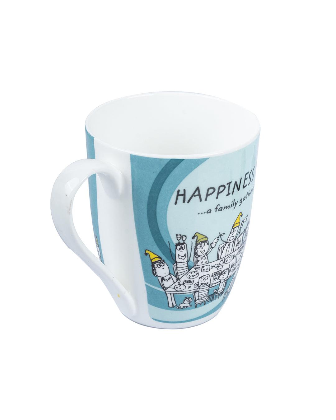 Market 99 - 'HAPPINESS IS … a family gathering' Graphic Print Ceramic Tea, Milk & Coffee Mugs (Set of 2, 340 mL) - MARKET 99