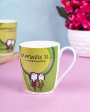 Market 99 - 'HAPPINESS IS … a soild friendship' Graphic Print Ceramic Tea, Milk & Coffee Mugs (Set of 2, 340 mL) - MARKET 99