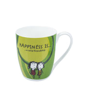 Market 99 - 'HAPPINESS IS … a soild friendship' Graphic Print Ceramic Tea, Milk & Coffee Mugs (Set of 2, 340  mL) - MARKET 99