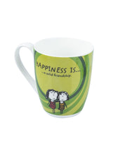 Market 99 - 'HAPPINESS IS … a soild friendship' Graphic Print Ceramic Tea, Milk & Coffee Mugs (Set of 2, 340 mL) - MARKET 99