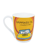 Market 99 - 'HAPPINESS IS … breakfast in bed' Graphic Print Ceramic Tea, Milk & Coffee Mugs (Set of 2, 340 mL) - MARKET 99