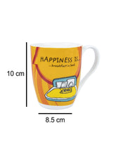 Market 99 - 'HAPPINESS IS … breakfast in bed' Graphic Print Ceramic Tea, Milk & Coffee Mugs (Set of 2, 340 mL) - MARKET 99