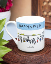 Market 99 - 'HAPPINESS IS … family' Graphic Print Serving Tea, Milk & Coffee Mugs In Ceramic (Set of 2, 340 mL) - MARKET 99