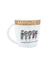 Market 99 - 'HAPPINESS IS … having friends who are idiots' Graphic Print Ceramic Tea, Milk & Coffee Mugs (Set of 2, 340 mL) - MARKET 99