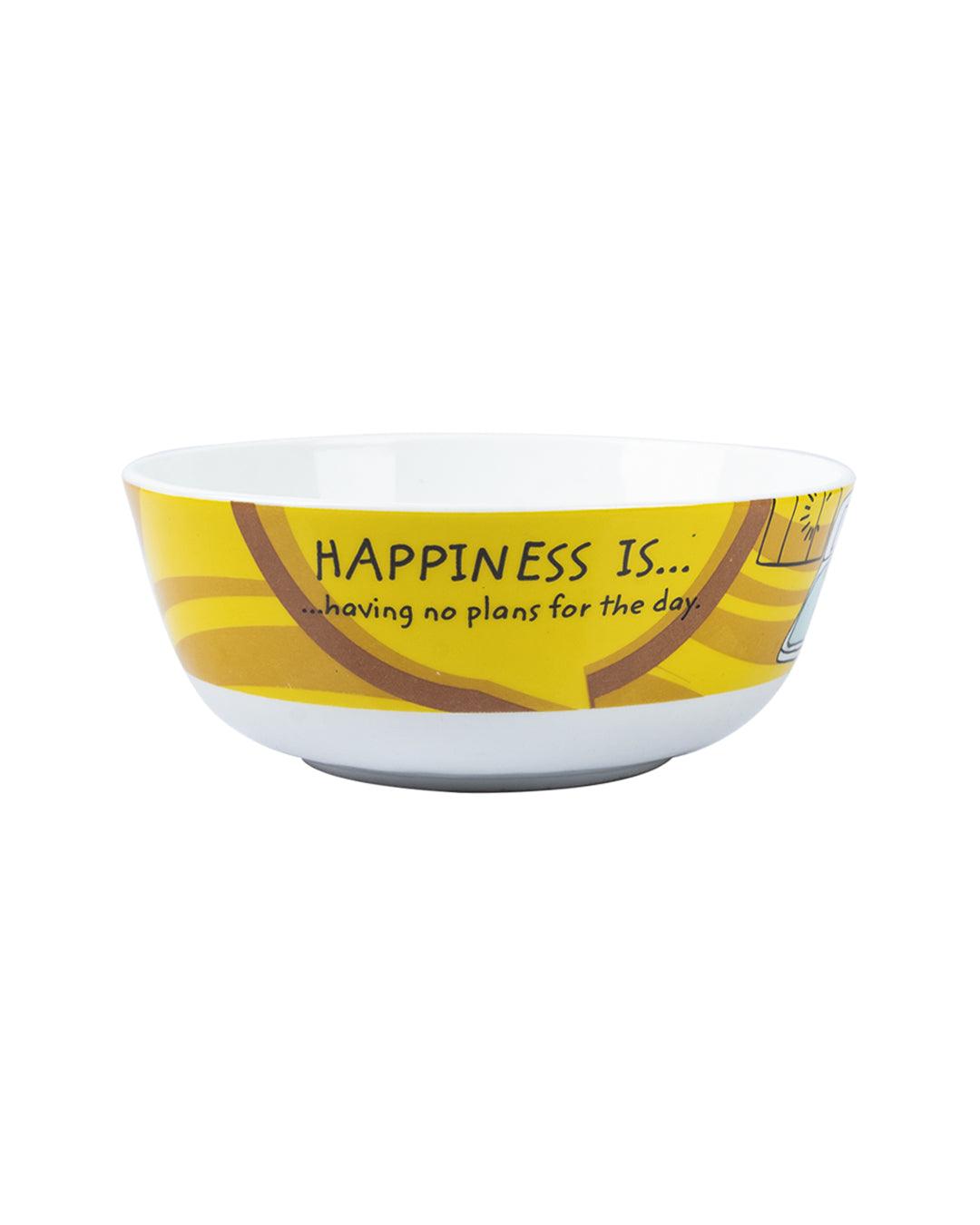 Market 99 - 'HAPPINESS IS … having no plans for the day' Graphic Print Serving Bowl Katoris In Ceramic (Set of 4, 340 mL) - MARKET 99