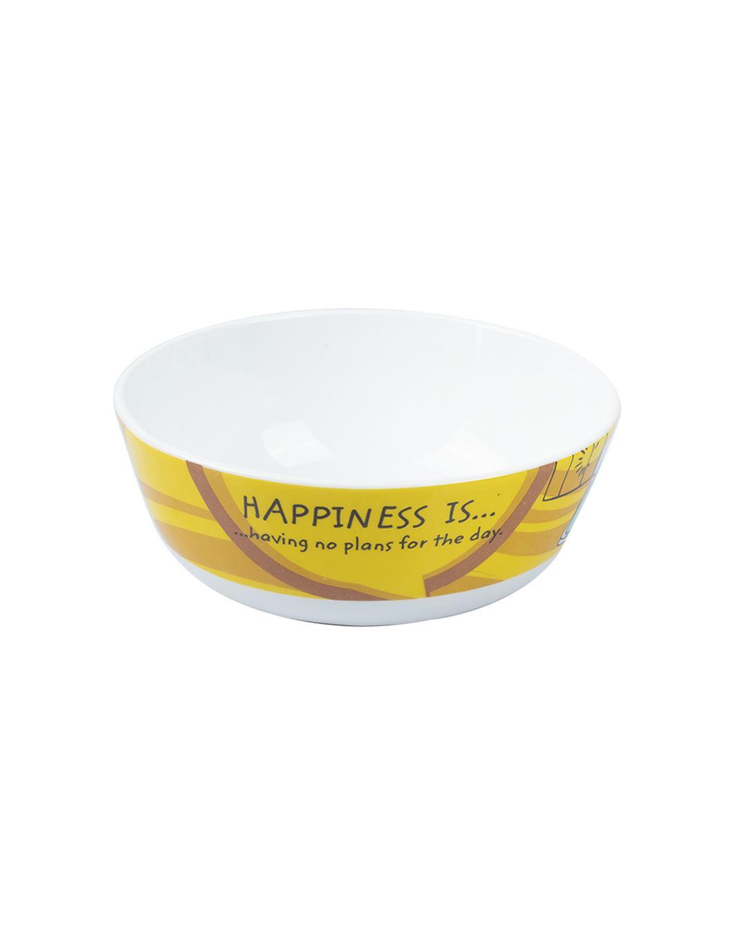 Market 99 - 'HAPPINESS IS … having no plans for the day' Graphic Print Serving Bowl Katoris In Ceramic (Set of 4, 340 mL) - MARKET 99