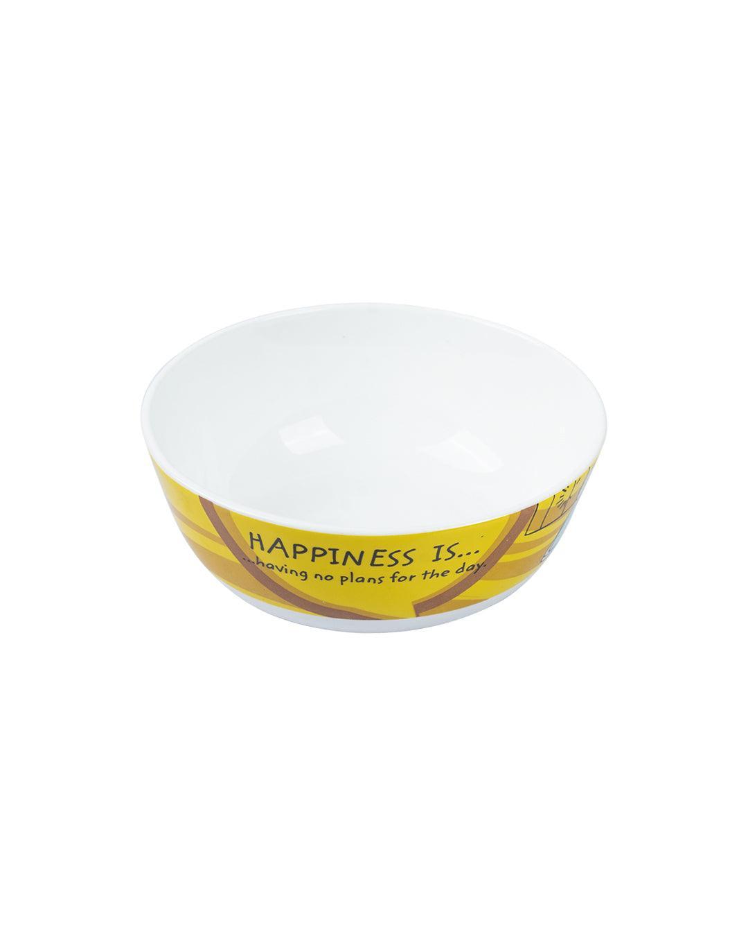 Market 99 - 'HAPPINESS IS … having no plans for the day' Graphic Print Serving Bowl Katoris In Ceramic (Set of 4, 340 mL) - MARKET 99