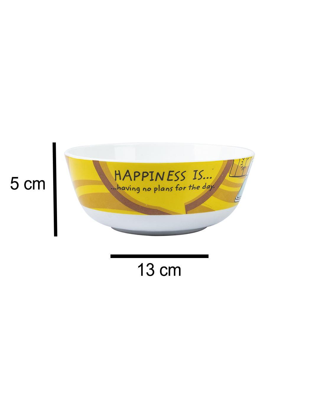 Market 99 - 'HAPPINESS IS … having no plans for the day' Graphic Print Serving Bowl Katoris In Ceramic (Set of 4, 340 mL) - MARKET 99