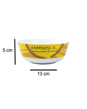 Market 99 - 'HAPPINESS IS … having no plans for the day' Graphic Print Serving Bowl Katoris In Ceramic (Set of 4, 340 mL) - MARKET 99