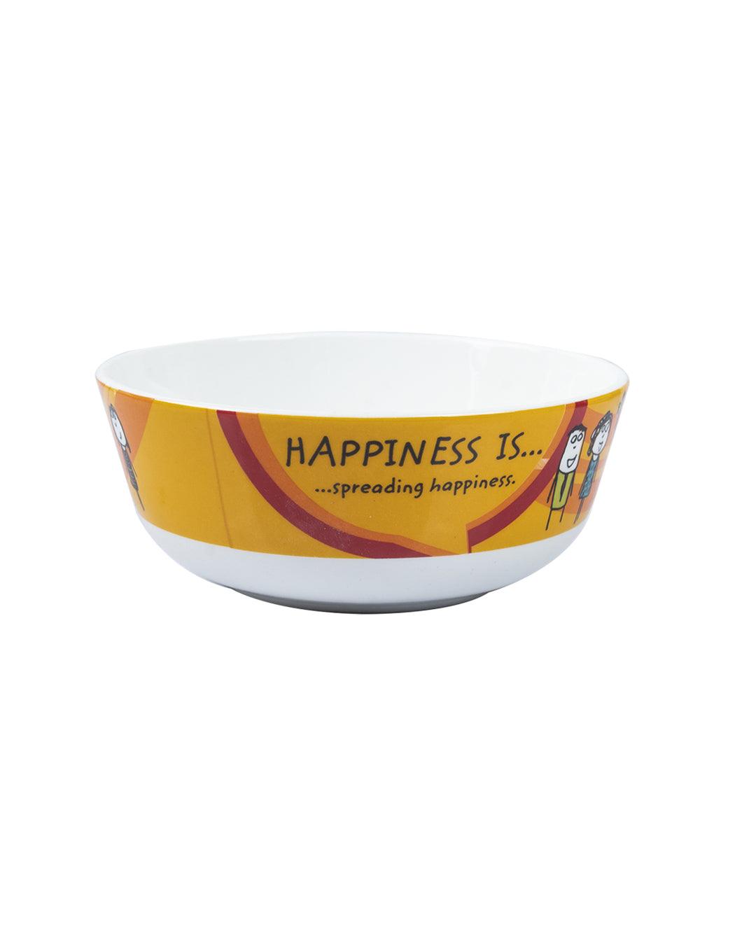 Market 99 - 'HAPPINESS IS … spreading happiness' Graphic Print Serving Bowl Katoris In Ceramic (Set of 4, 340 mL) - MARKET 99