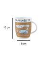 Market 99 - 'HAPPINESS IS … telling you every little detail' Graphic Print Serving Tea, Milk & Coffee Mugs In Ceramic (Set of 2, 340 mL) - MARKET 99