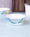 Market 99 - 'HAPPINESS IS … watching my favorite movie with a big Bowl of popcorns' Graphic Print Serving Bowl Katoris In Ceramic (Set of 4, 340 mL) - MARKET 99