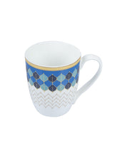 Market 99 - India Circus Drinkware Glossy Ceramic Coffee Mugs ( White & Blue, Set Of 2, 330 mL) - MARKET 99