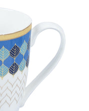 Market 99 - India Circus Drinkware Glossy Ceramic Coffee Mugs ( White & Blue, Set Of 2, 330 mL) - MARKET 99