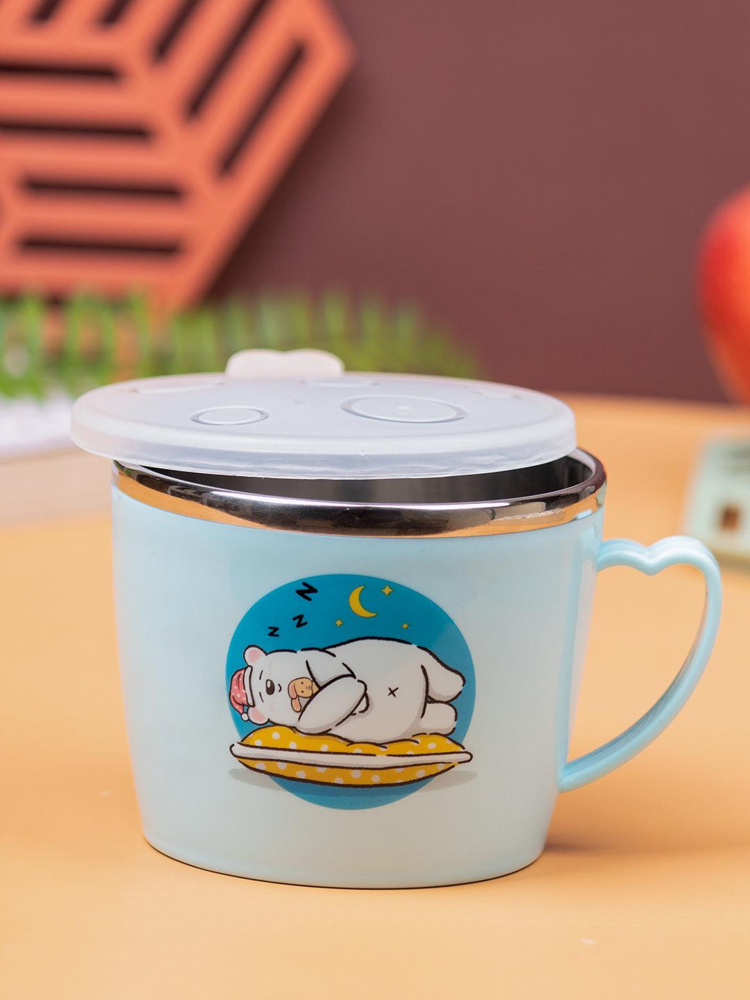 Market 99 Kids Mug With Lid (500 mL), Sleeping Bear, Sky Blue, Plastic - MARKET 99