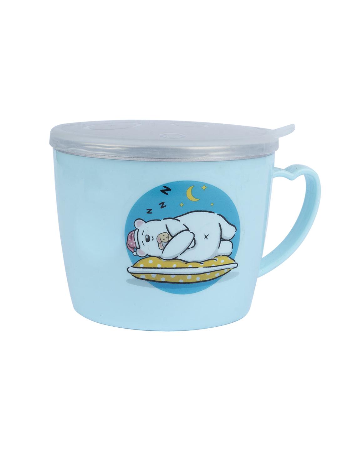 Market 99 Kids Mug With Lid (500 mL), Sleeping Bear, Sky Blue, Plastic - MARKET 99