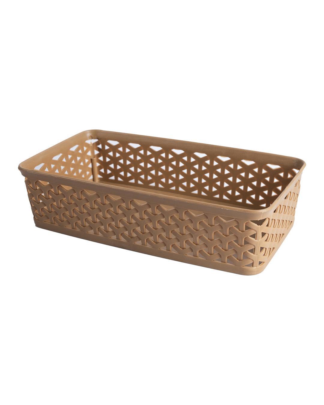Market 99 Medium Plastic Multipurpose Storage Basket ( Set Of 4, Solid Beige Colour) - MARKET 99
