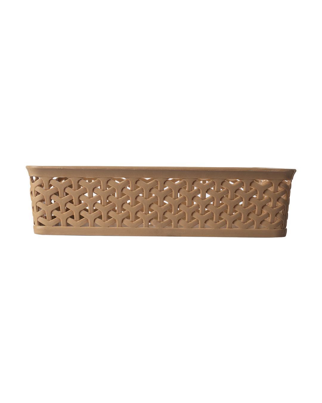 Market 99 Medium Plastic Multipurpose Storage Basket ( Set Of 4, Solid Beige Colour) - MARKET 99