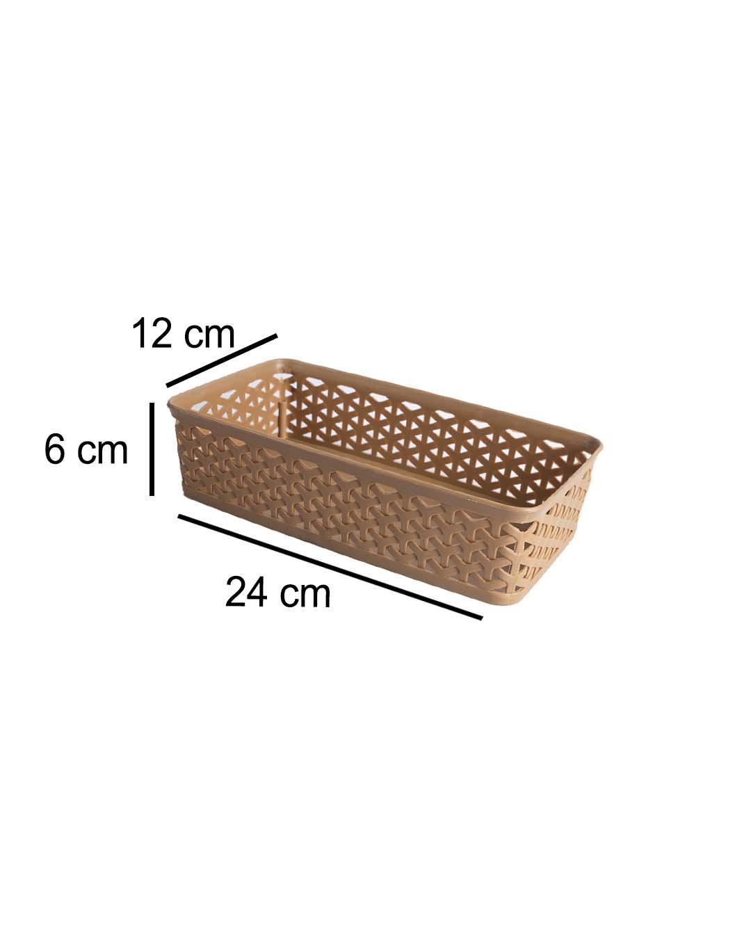 Market 99 Medium Plastic Multipurpose Storage Basket ( Set Of 4, Solid Beige Colour) - MARKET 99